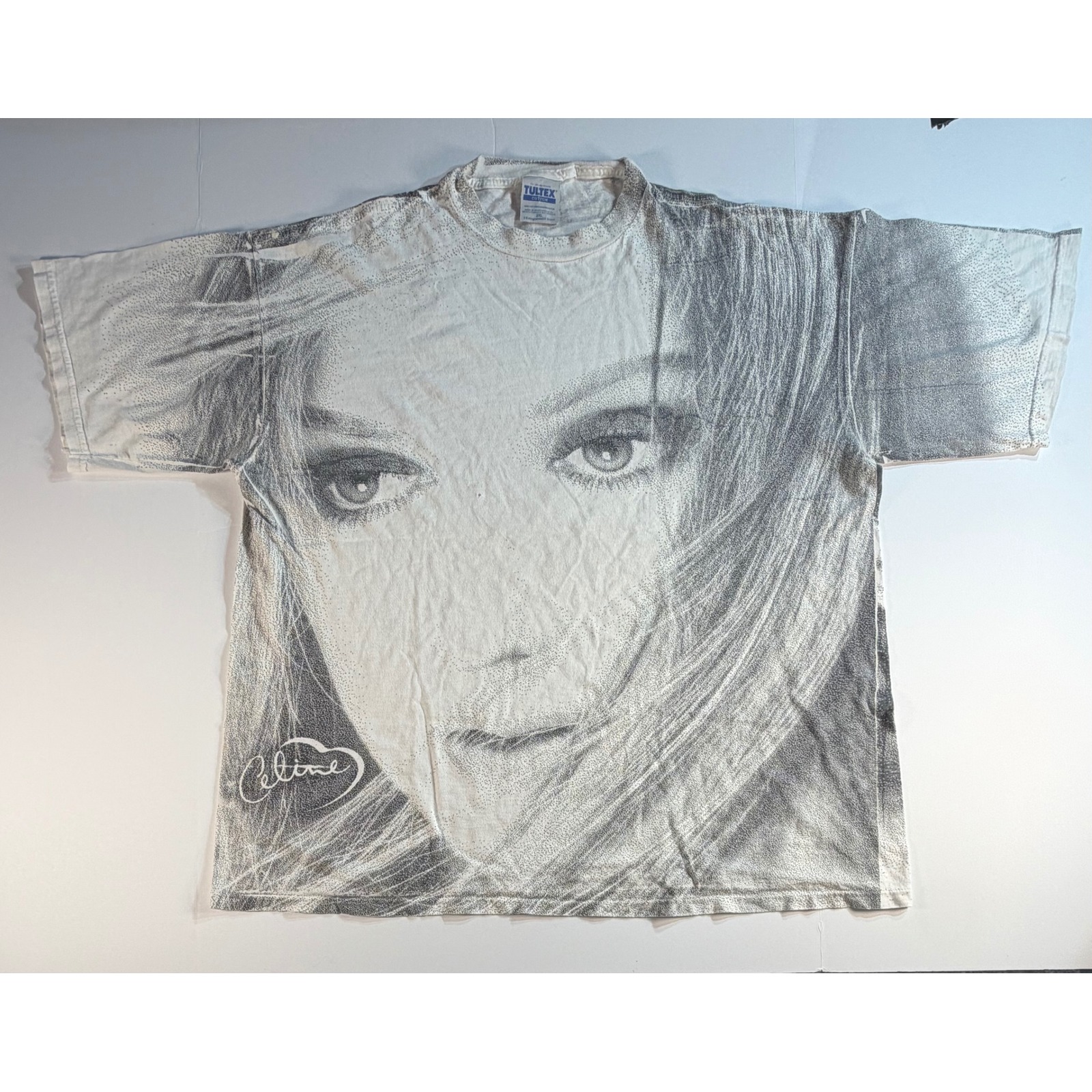 Vintage Celine Dion All Over Print T Shirt 90s Tultex 2xl White Music Concert